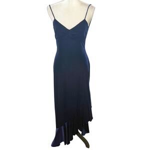 VTG Steppin' Out Women's Sz Large Y2K Blue Velvet Coquette Fairy Goth Maxi Dress